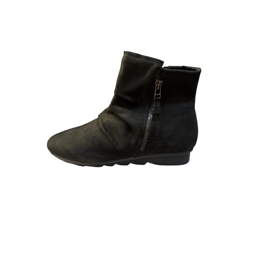 Josef Seibel Topdrytex Black Suede Zip Lined Slouch Bootie Size 37 US 6.5